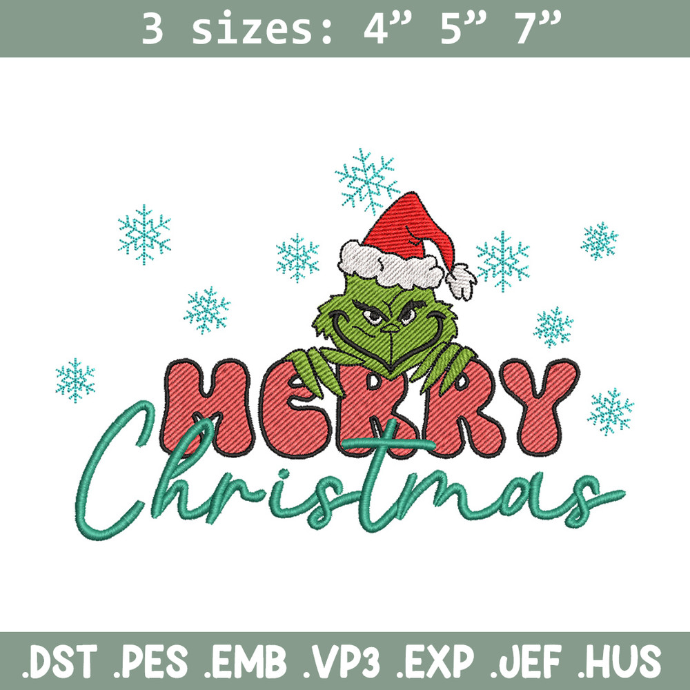 Merry chrismas embroidery design,Grinch embroidery, Chrismas design, Embroidery shirt, Embroidery file, Digital download.jpg