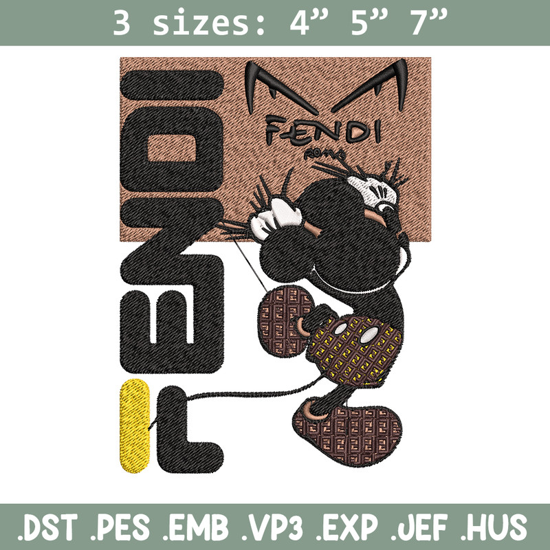 Mickey Fendi Logo Embroidery design, Mickey Mouse cartoon Embroidery, cartoon design, Embroidery File, Instant download..jpg
