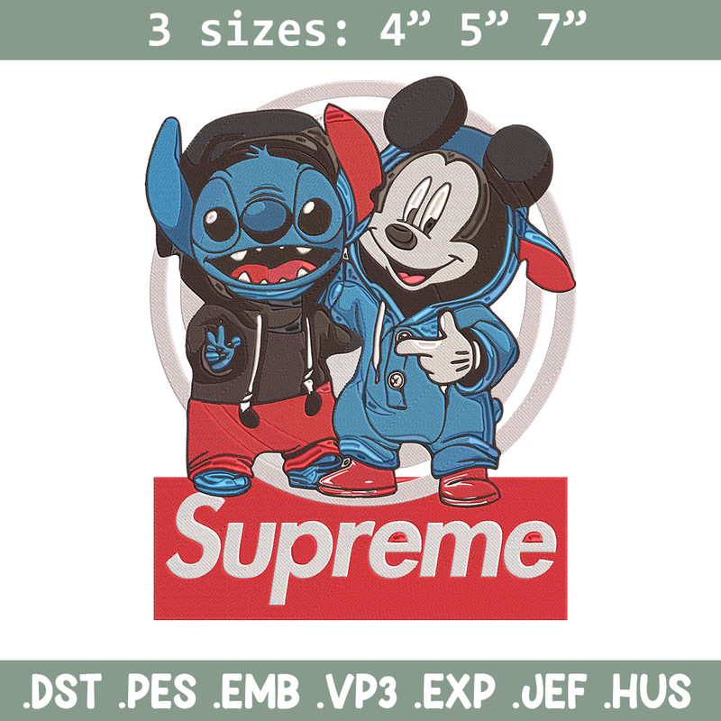 Mickey x stitch Embroidery Design, Supreme Embroidery, Embroidery File, Anime Embroidery, Anime shirt, Digital download.jpg