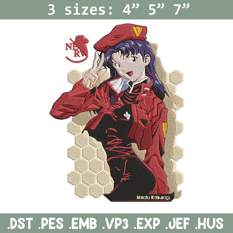 Misato Katsuragi Embroidery Design, Evangelion Embroidery, Embroidery File, Anime Embroidery, Anime shirt, Digital download.jpg