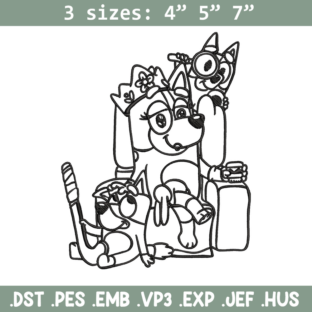 Mum bluey bingo Coloring Pages Embroidery, Bluey Embroidery, Embroidery File, cartoon design, Digital download..jpg