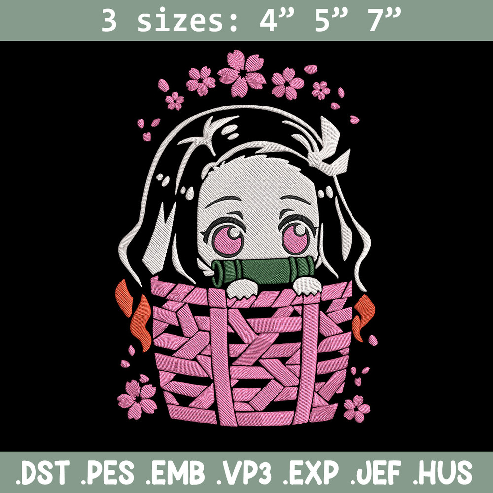 Nezuko chibi Embroidery Design, Demon slayer Embroidery, Embroidery File, Anime Embroidery,Digital download..jpg