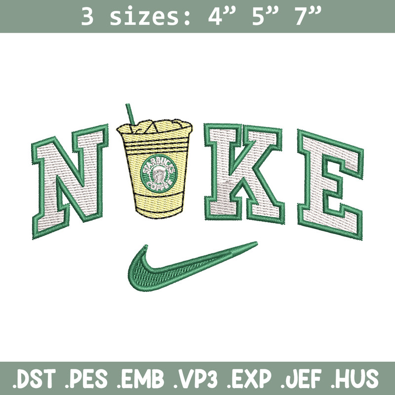 Nike coffee embroidery design, Starbuck embroidery, Nike design, Embroidery shirt, Embroidery file,Digital download.jpg