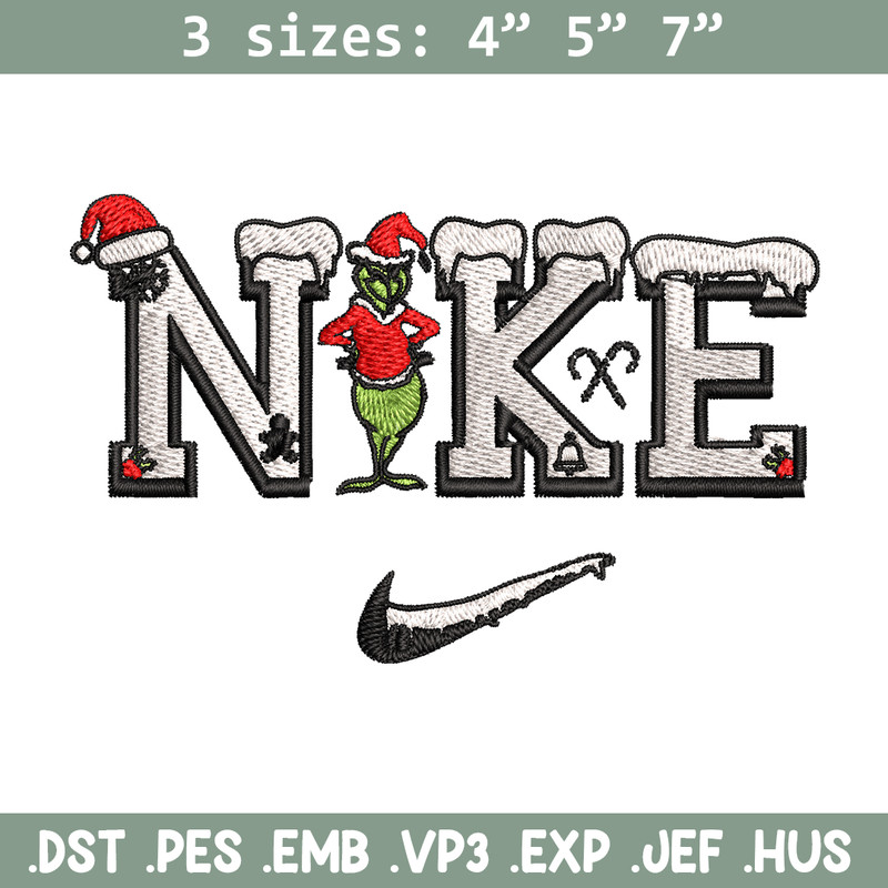 Nike Logo Grinch Merry Christmas Embroidery design, Grinch Embroidery, Nike design, Embroidery File, Digital download..jpg