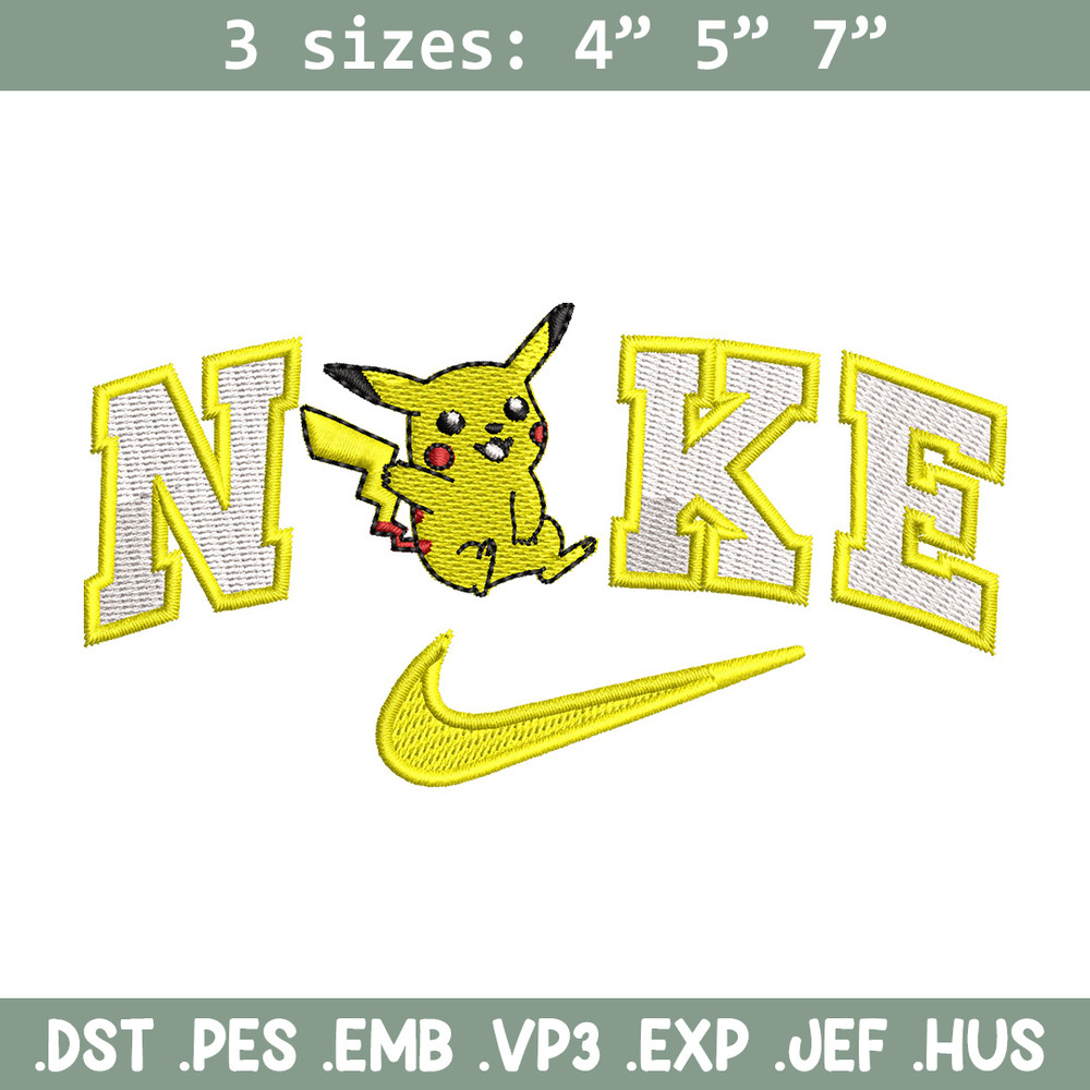 Nike pikachu embroidery design, Pokemon embroidery, Nike design, Embroidery shirt, Embroidery file, Digital download.jpg