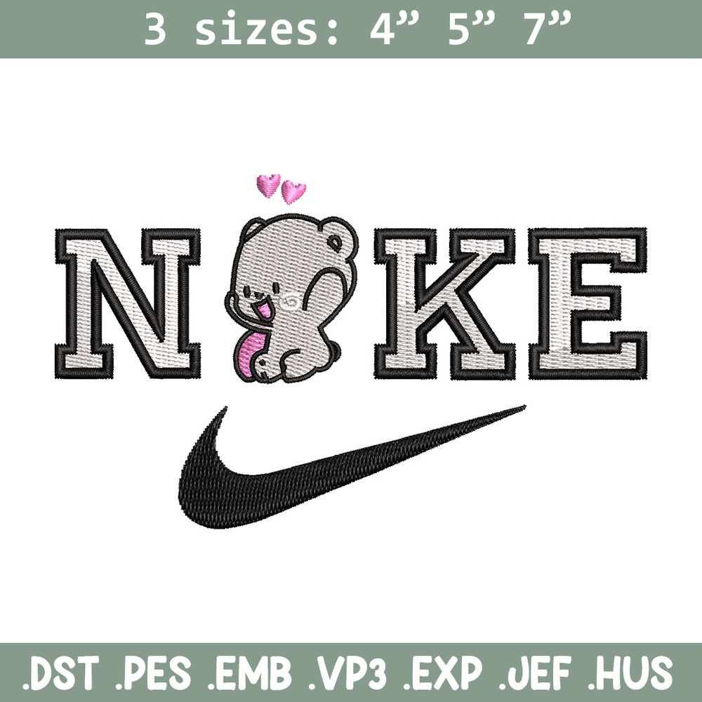 Nike x bear cute embroidery design, Bear embroidery, Nike design, Embroidery shirt, Embroidery file, Digital download.jpg