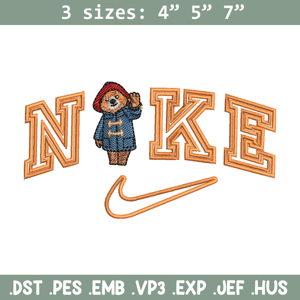 Nike x bear embroidery design, Bear embroidery, Nike design, Embroidery shirt, Embroidery file,Digital download.jpg