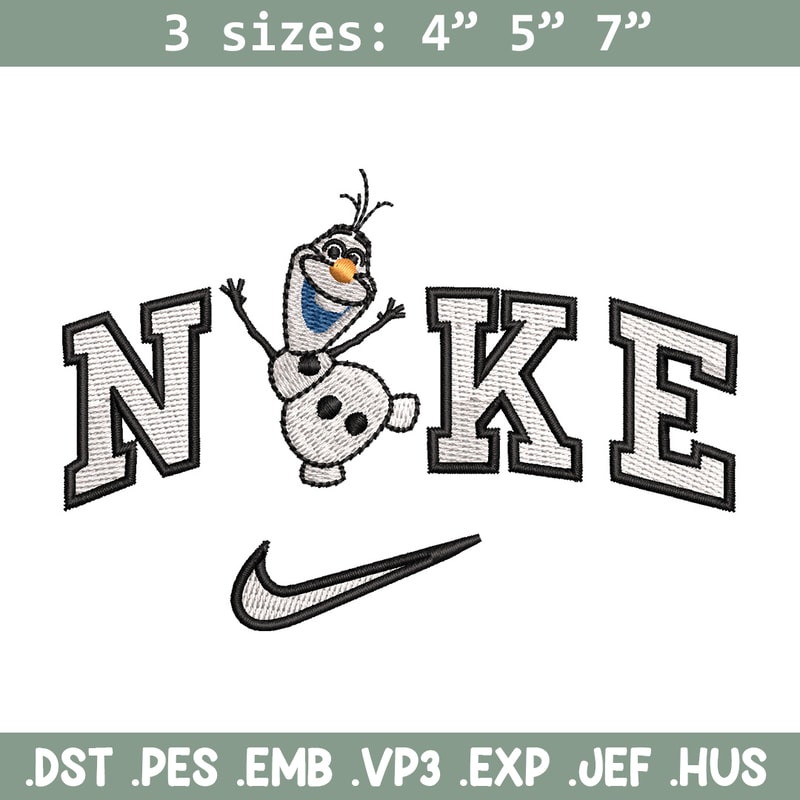 Nike x olaf embroidery design, Disney embroidery, Nike design, Embroidery shirt, Embroidery file, Digital download.jpg