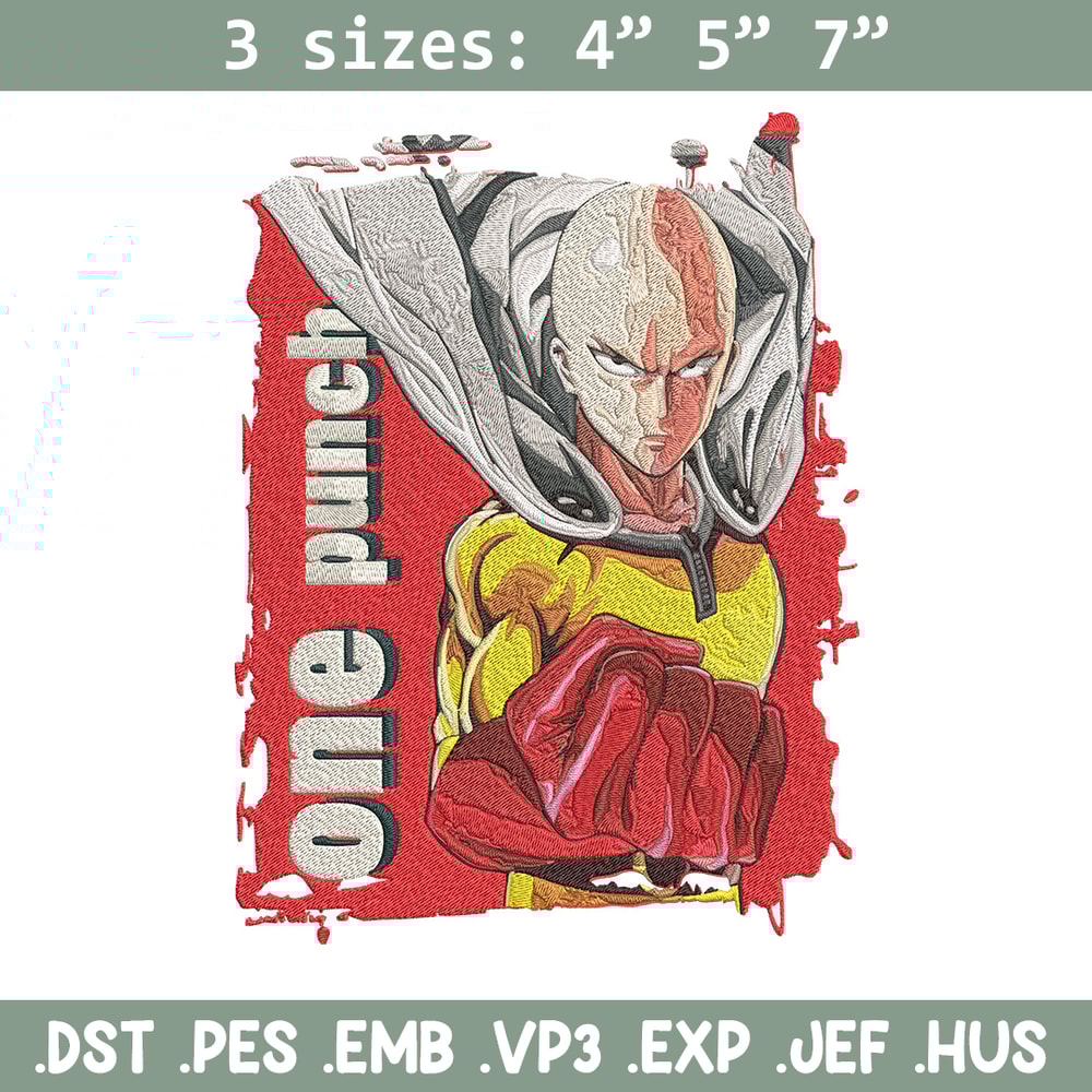 One punch man poster Embroidery Design, One punch man Embroidery, Embroidery File, Anime Embroidery, Anime shirt.jpg