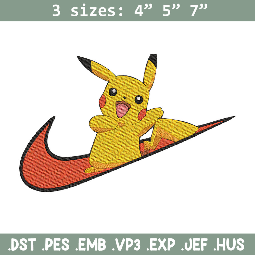 Pikachu x nike Embroidery Design, Pokemon Embroidery, Embroidery File, Nike Embroidery, Anime shirt, Digital download..jpg