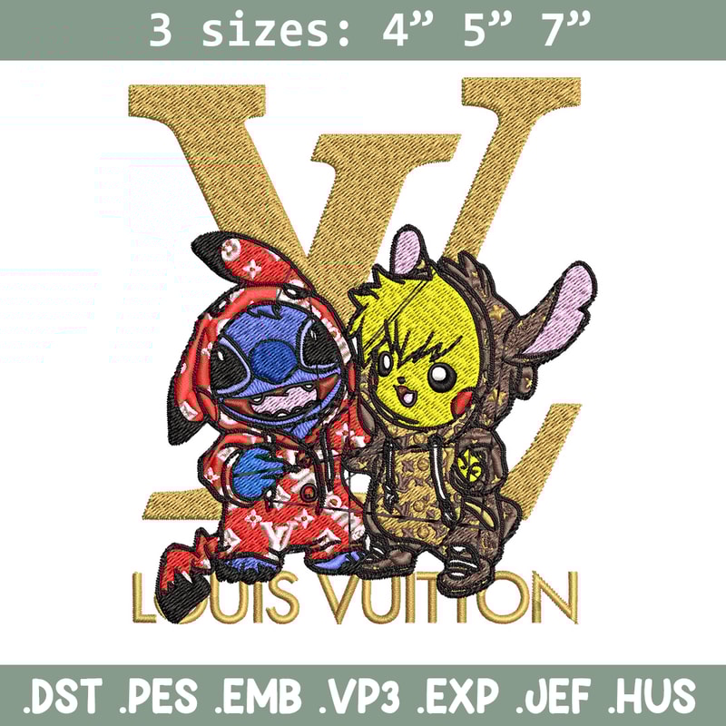Pikachu x stitch lv Embroidery Design, LV Embroidery, Embroidery File, Logo shirt, Sport Embroidery, Digital download.jpg
