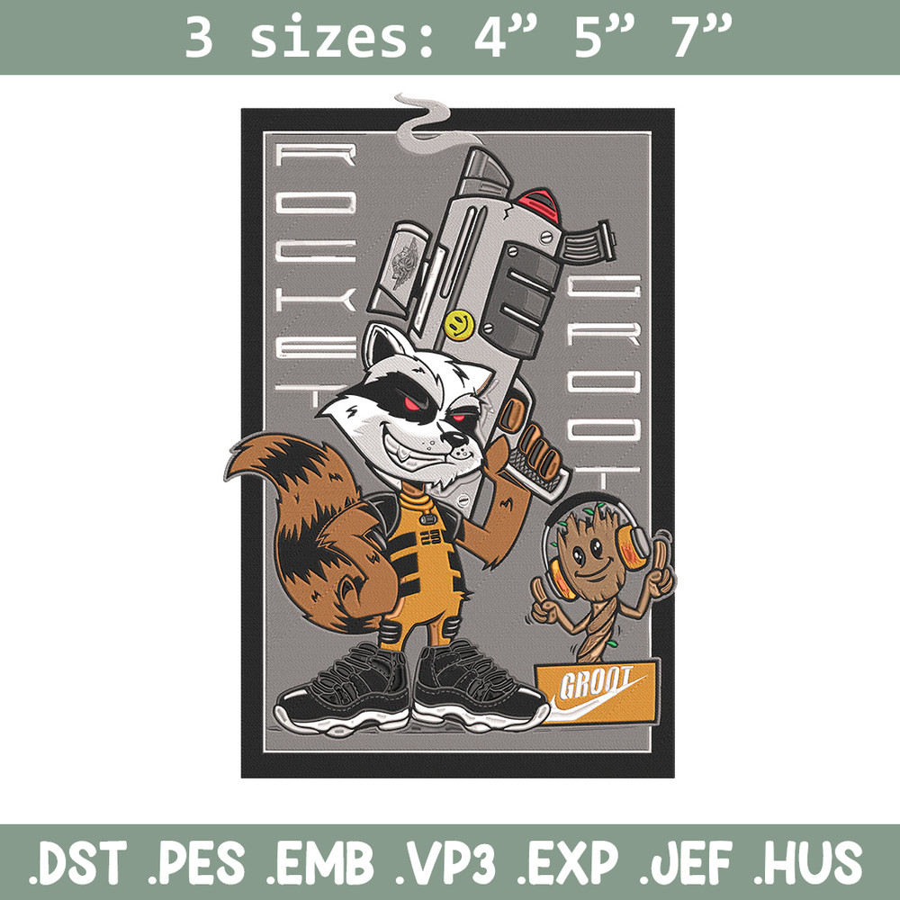 Rocket x groot Embroidery Design, Marvel Embroidery, Embroidery File, Anime Embroidery, Anime shirt, Digital download.jpg