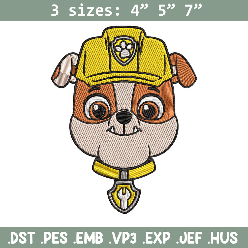 Rubble dog Embroidery Design, Paw patrol Embroidery, Embroidery File, Anime Embroidery, Anime shirt, Digital download.jpg