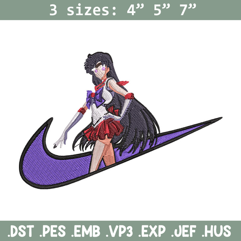 Sailor Mars Embroidery Design, Sailor Moon Embroidery, Embroidery File, Nike Embroidery, Anime shirt, Digital download.jpg