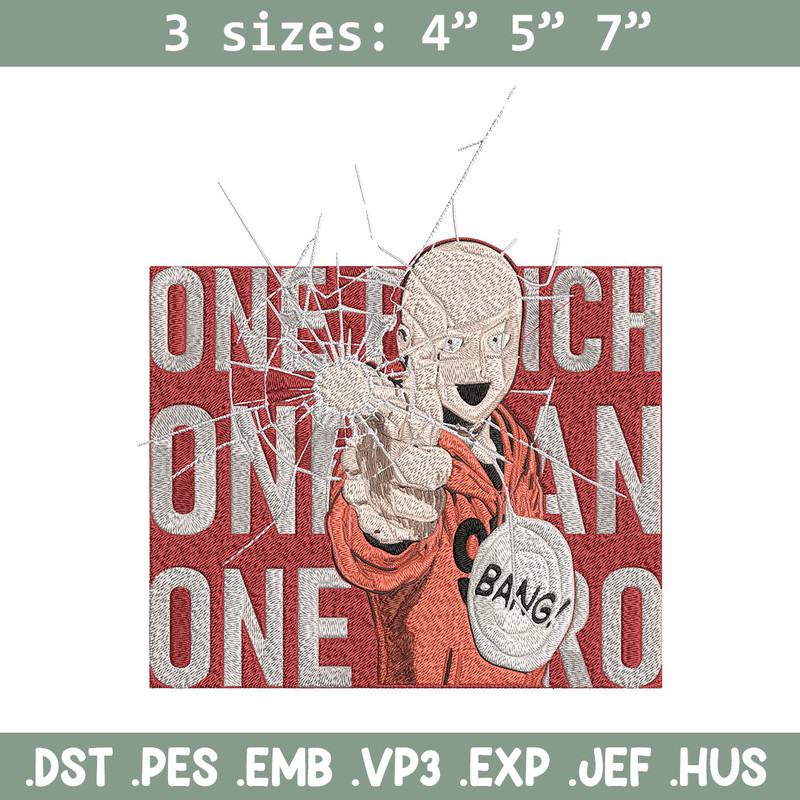Saitama design Embroidery Design, One punch man Embroidery, Embroidery File, Anime Embroidery, Anime shirt.jpg