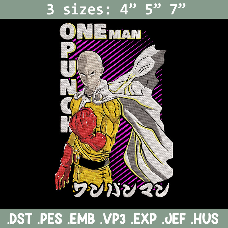 Saitama Embroidery Design, One punch man Embroidery,Embroidery File, Anime Embroidery, Anime shirt, Digital download.jpg