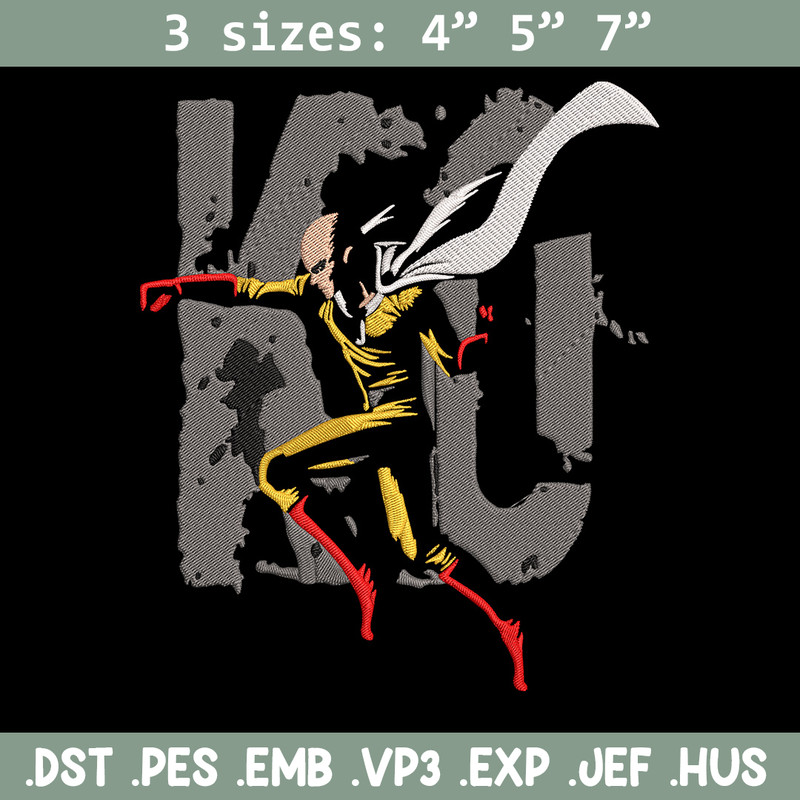 Saitama KO Embroidery Design, One punch man Embroidery,Embroidery File, Anime Embroidery, Anime shirt, Digital download.jpg
