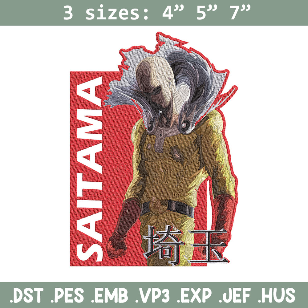 Saitama poster Embroidery Design, One punch man Embroidery, Embroidery File, Anime Embroidery, Anime shirt..jpg