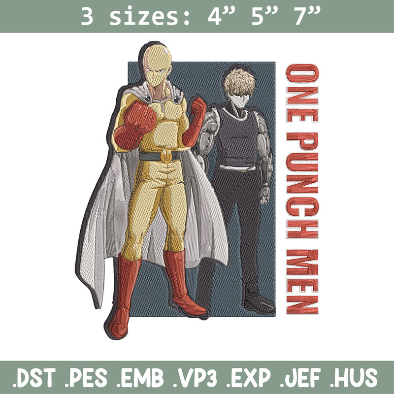 Saitama x genos Embroidery Design, One punch man Embroidery, Embroidery File, Anime Embroidery, Anime shirt.jpg
