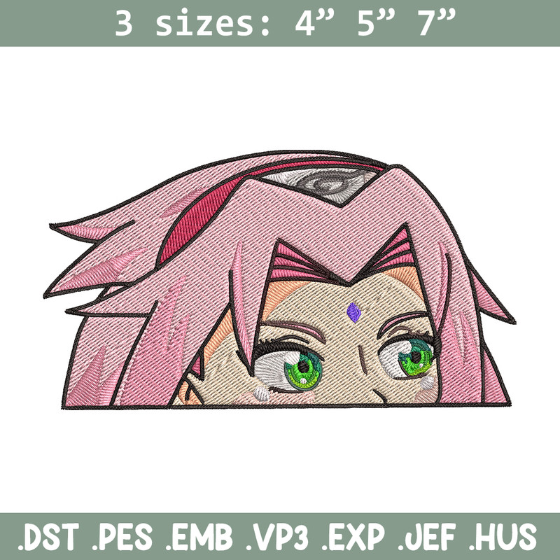 Sakura Peeker Embroidery Design, Naruto Embroidery, Embroidery File, Anime Embroidery, Anime shirt, Digital download.jpg