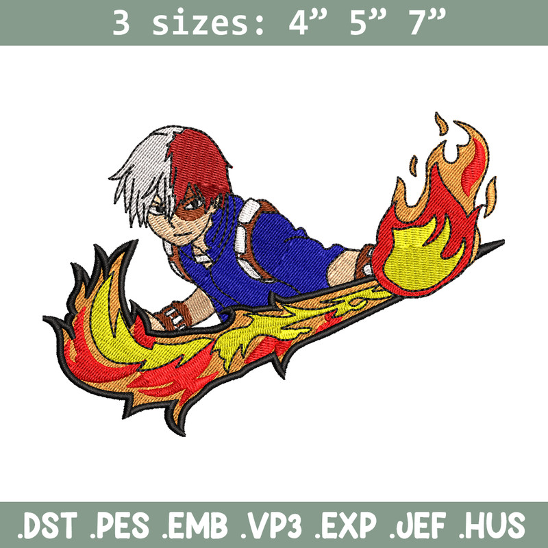 Shoto Todoroki Nike embroidery design, My hero academia embroidery, Nike design, anime design, Digital download.jpg