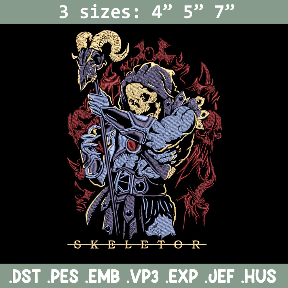 Skeletor Embroidery Design, He man Embroidery, Embroidery File, Anime Embroidery, Anime shirt, Digital download.jpg