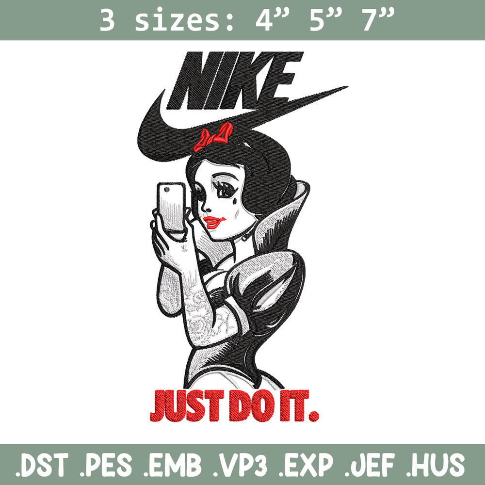 Snow white Nike Embroidery design, Snow white Embroidery, Nike design, Embroidery file, cartoon shirt, Instant download,.jpg