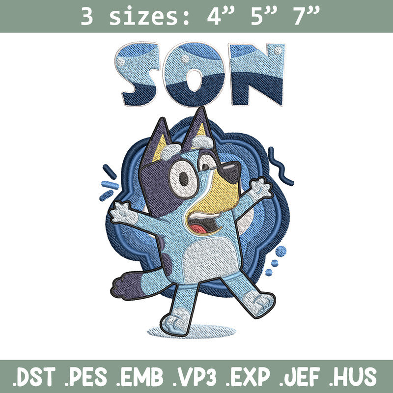 Son Bluey Embroidery, Bluey Cartoon Embroidery, cartoon Embroidery, cartoon shirt, Embroidery File, Instant download..jpg