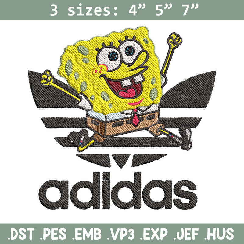 Spongebob adidas Embroidery Design, Adidas Embroidery, Embroidery File, Brand Embroidery, Logo shirt, Digital download.jpg