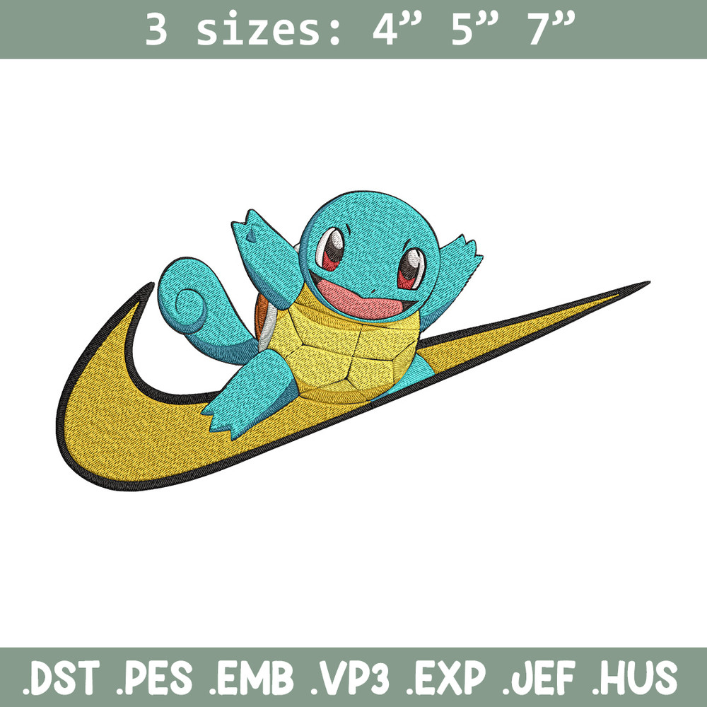 Squirtle x nike Embroidery Design, Pokemon Embroidery, Embroidery File, Nike Embroidery, Anime shirt, Digital download.jpg