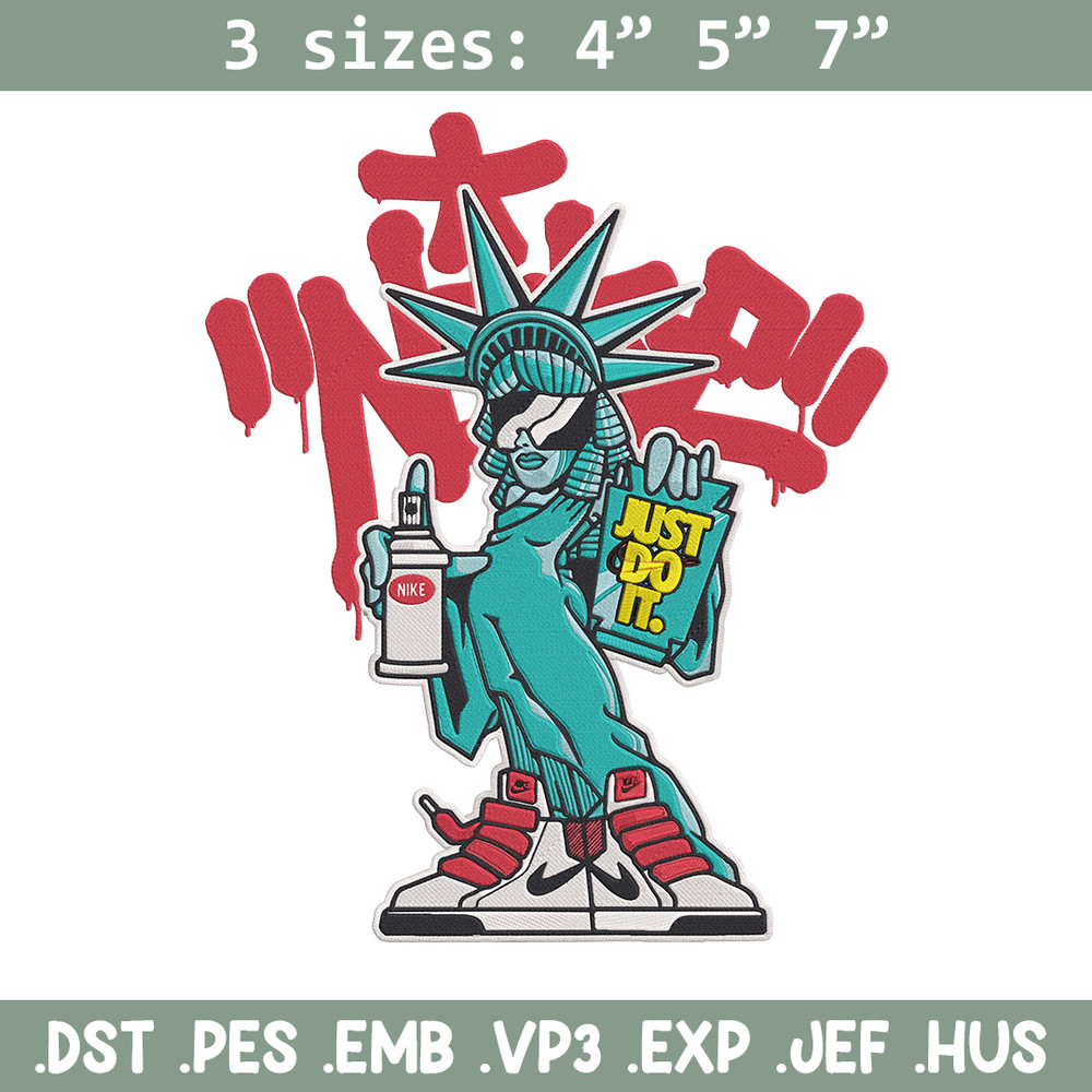 Statue of Liberty x nike Embroidery Design, Statue of Liberty Embroidery, Embroidery File, Anime Embroidery, Nike shirt.jpg