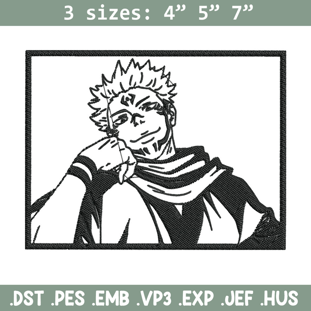 Sukuna rectangle Embroidery Design, Jujutsu Embroidery, Embroidery File, Anime Embroidery, Anime shirt, Digital download.jpg