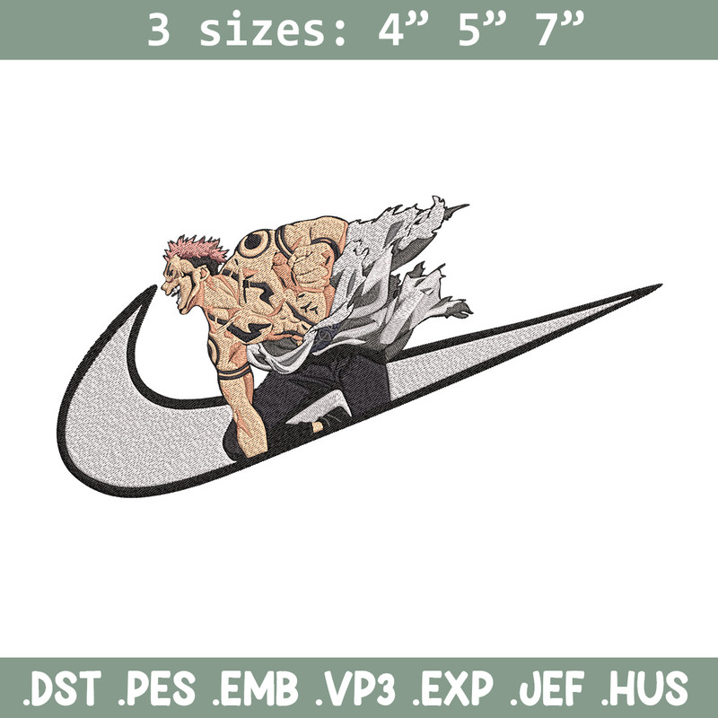 Sukuna x nike Embroidery Design, Jujutsu Embroidery, Embroidery File, Nike Embroidery, Anime shirt, Digital download.jpg