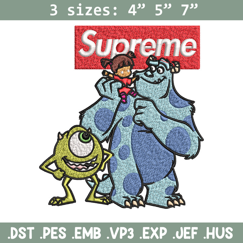Sulley & Mike Monsters supreme Embroidery design, cartoon Embroidery, cartoon design, Embroidery File, Instant download..jpg