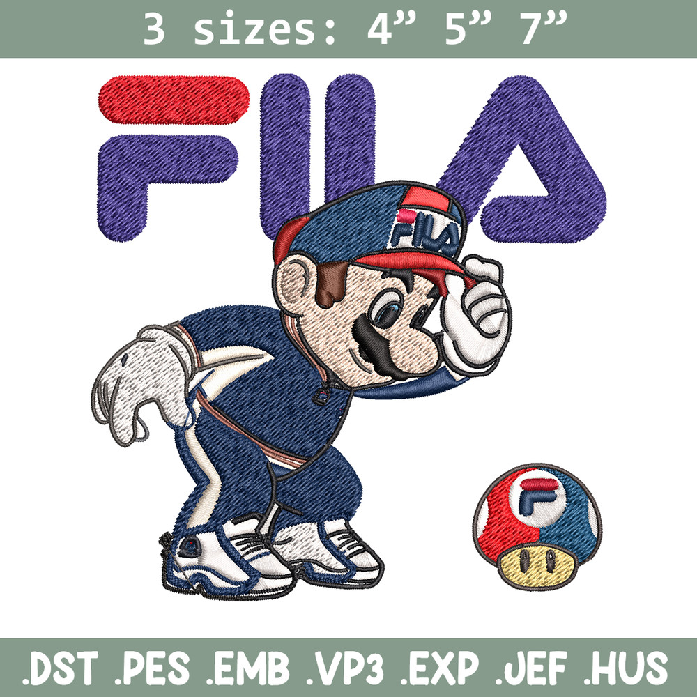 Super Mario Fila Embroidery design, Super Mario Embroidery, cartoon design, Embroidery File, Fila logo, Instant download.jpg