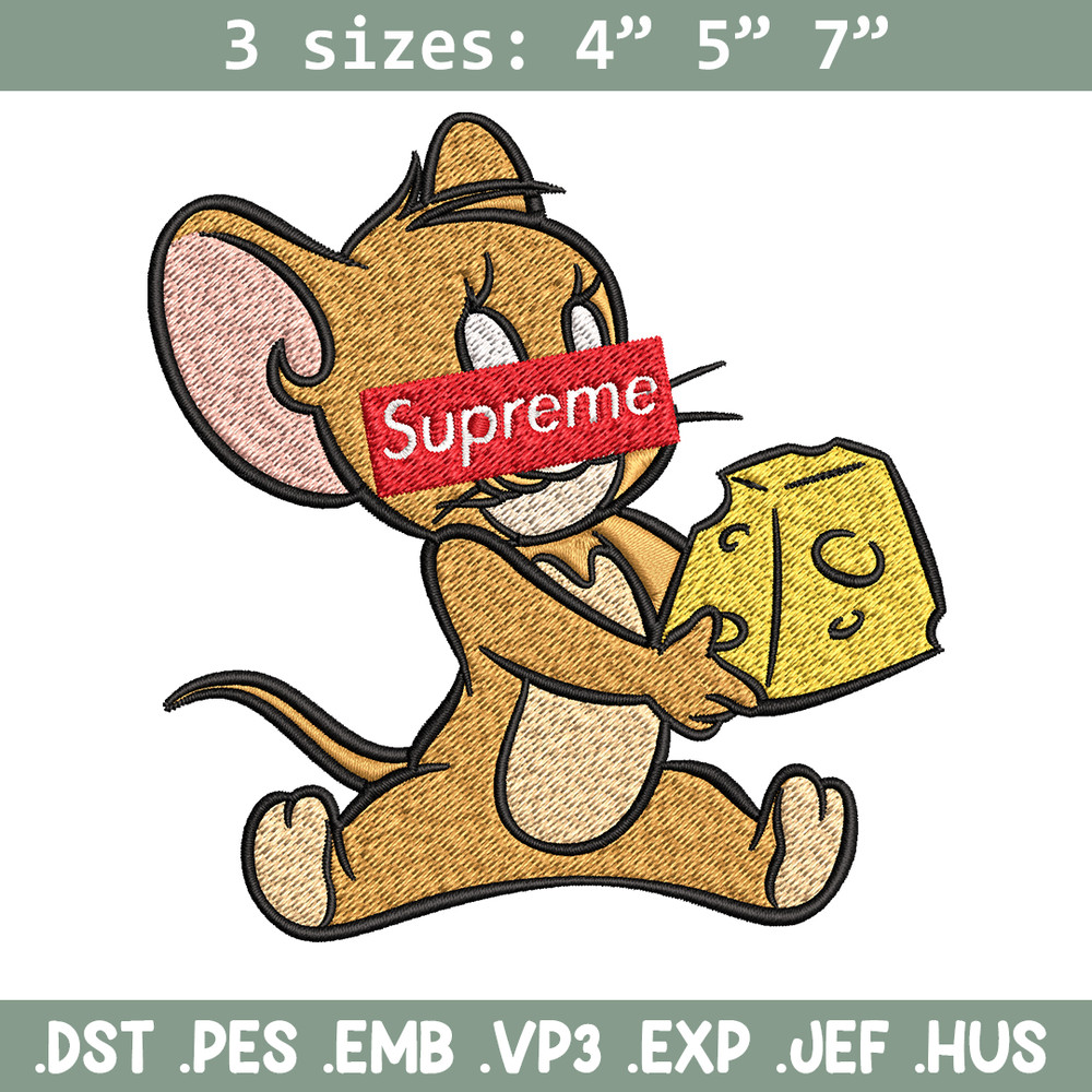 Supreme Cartoon Jerry Embroidery design, Disney cartoon Embroidery, cartoon design, Embroidery File, Digital download.jpg