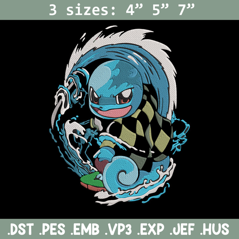 Tanjiro x Squirtle Embroidery Design, Pokemon Embroidery, Embroidery File, Anime Embroidery,Anime shirt,Digital download.jpg