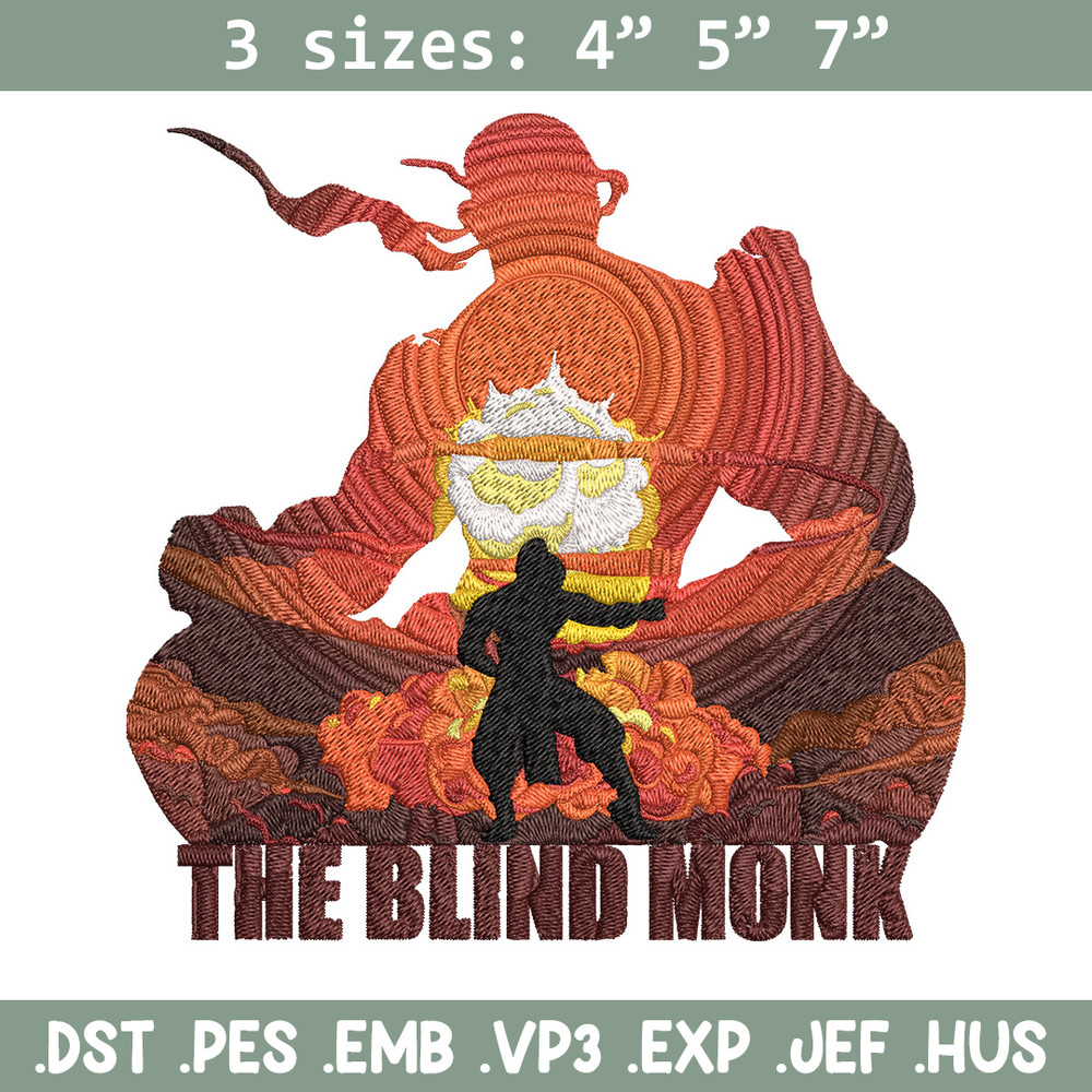 The blind monk Embroidery Design, Poster Embroidery, Embroidery File, Anime Embroidery, Anime shirt, Digital download.jpg