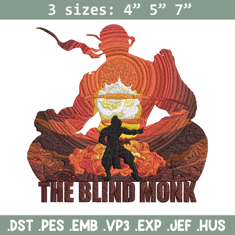 The blind monk Embroidery Design, Poster Embroidery, Embroidery File, Anime Embroidery, Anime shirt, Digital download.jpg