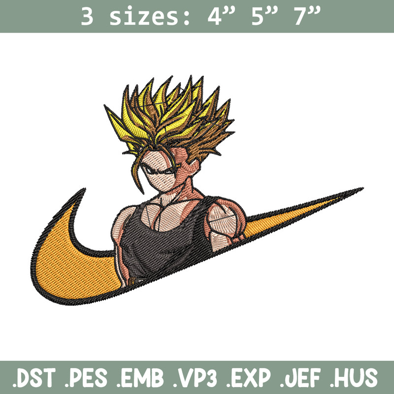 Trunks x nike Embroidery Design, Dragonball Embroidery, Embroidery File, Nike Embroidery, Anime shirt, Digital download.jpg