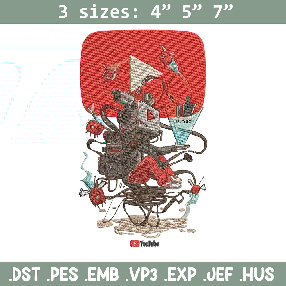 Youtube logo Embroidery Design, Youtube Embroidery, Embroidery File, Anime Embroidery, Anime shirt, Digital download.jpg