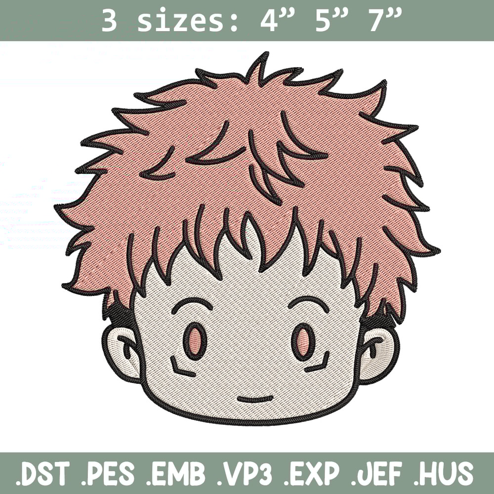 Yuji chibi Embroidery Design, Jujutsu Embroidery, Embroidery File, Anime Embroidery, Anime shirt, Digital download..jpg