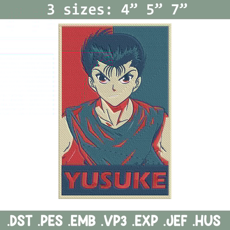 Yusuke box Embroidery Design, Yu Yu Hakusho Embroidery, Embroidery File, Anime Embroidery, Anime shirt, Digital download.jpg