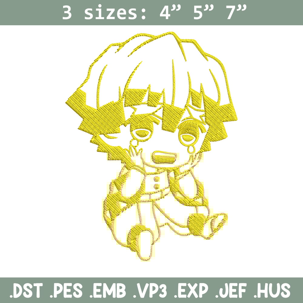 Zenitsu chibi Embroidery Design, Demon slayer Embroidery, Embroidery File, Anime Embroidery, Digital download.jpg