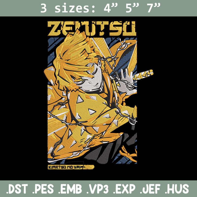 Zenitsu poster Embroidery Design, Demon slayer Embroidery, Embroidery File, Anime Embroidery, Digital download.jpg