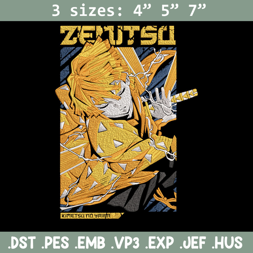 Zenitsu poster Embroidery Design, Demon slayer Embroidery,Embroidery File,Anime Embroidery,Anime shirt,Digital download.jpg
