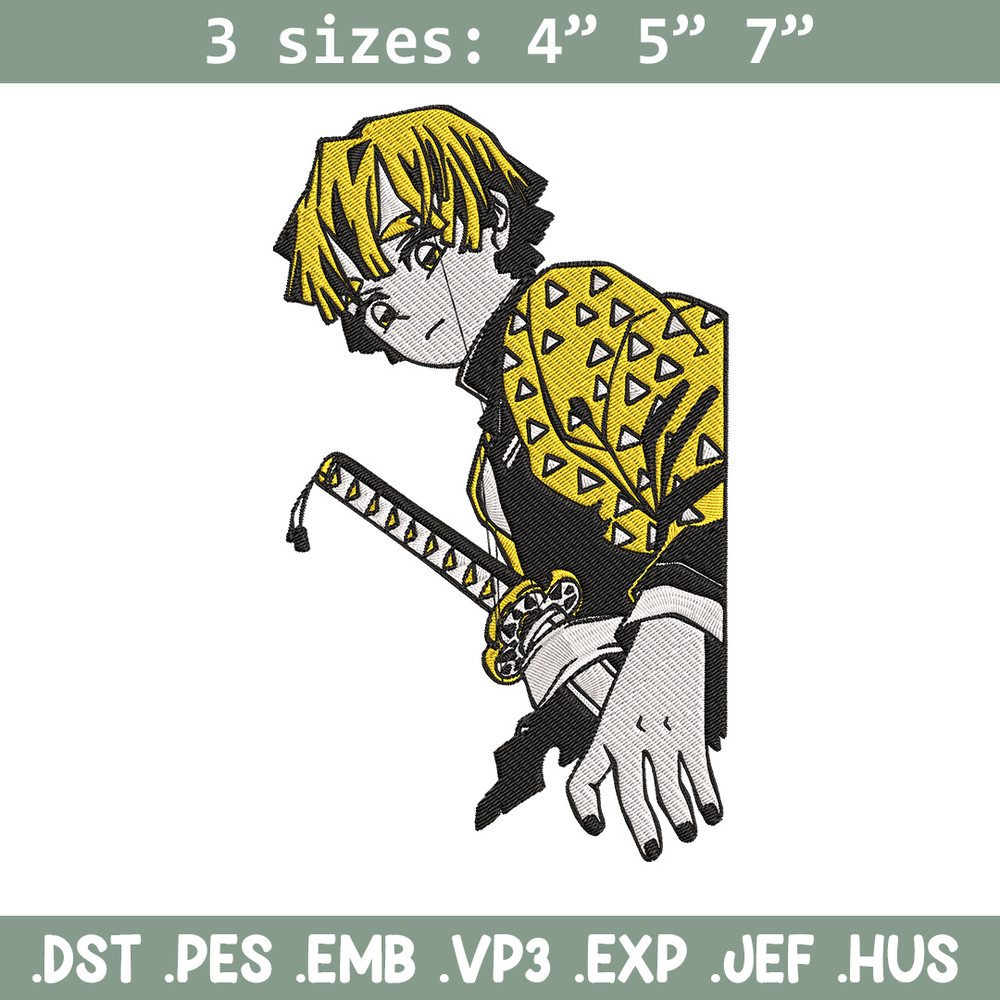 Zenitsu poster Embroidery Design,Demon slayer Embroidery, Embroidery File,Anime Embroidery,Anime shirt,Digital download.jpg