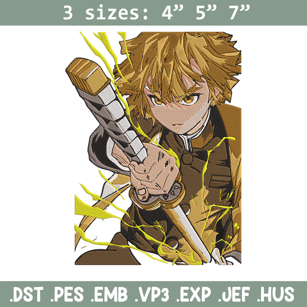 Zenitsu thunder Embroidery Design,Demon slayer Embroidery, Embroidery File,Anime Embroidery,Anime shirt,Digital download.jpg