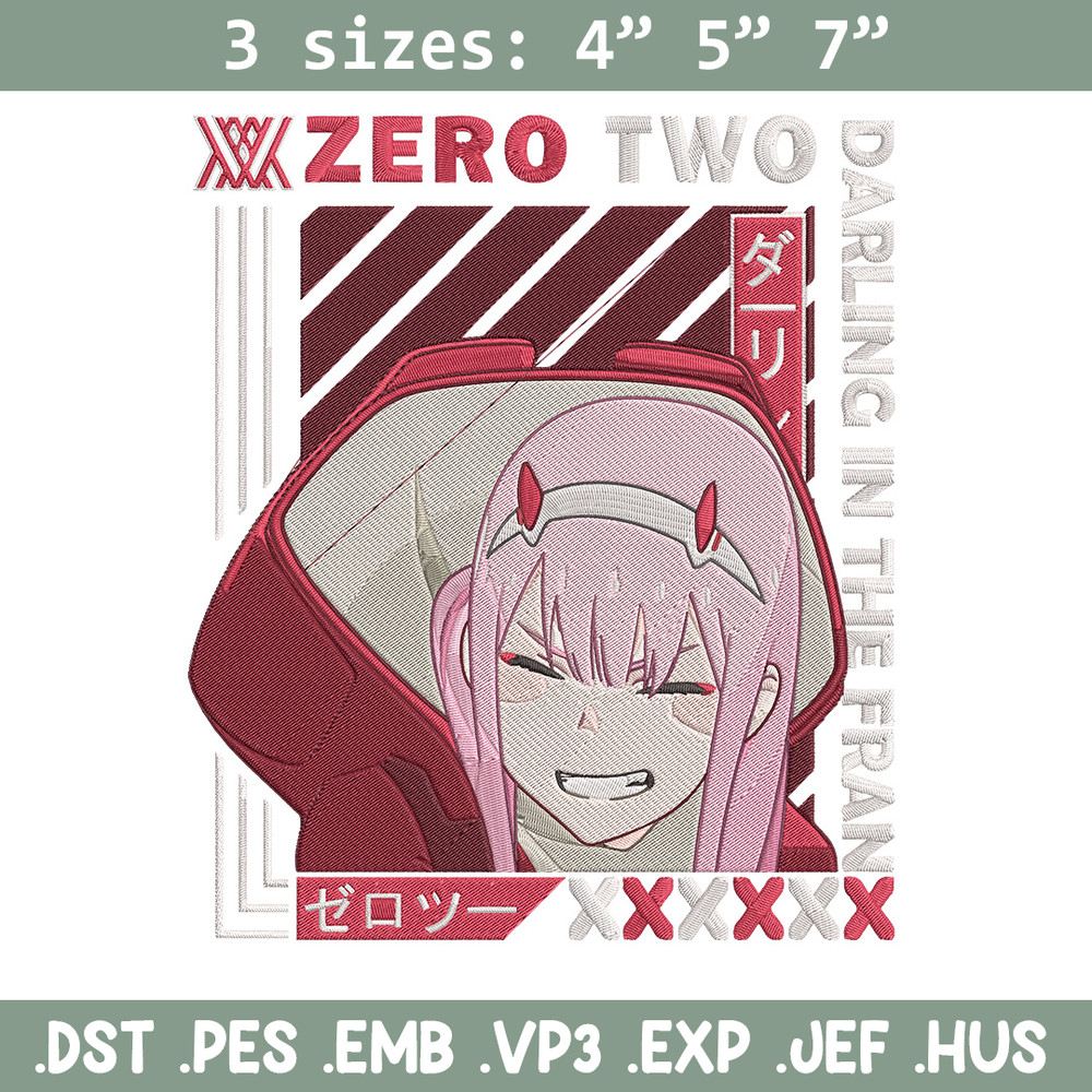 Zero two Embroidery Design, Darling in the fran Embroidery,Embroidery File,Anime Embroidery,Anime shirt,Digital download.jpg