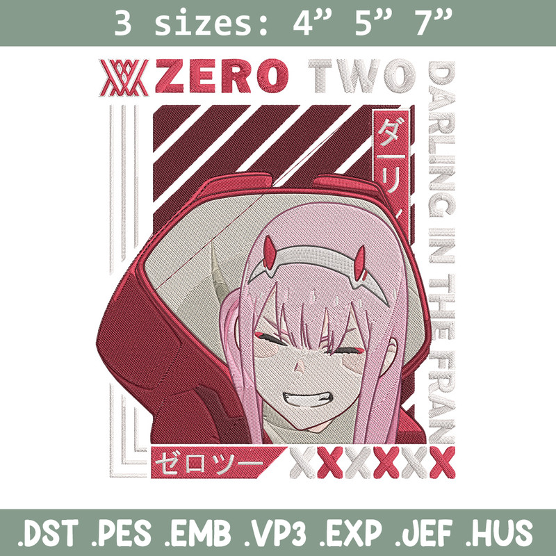 Zero two Embroidery Design, Darling in the fran Embroidery,Embroidery File,Anime Embroidery,Anime shirt,Digital download.jpg